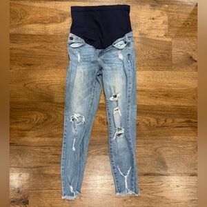 Kancan Medium Wash Maternity Skinny Jeans